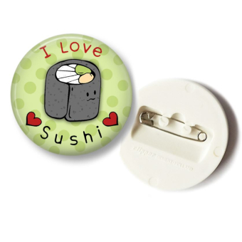 'I Love Sushi' Maki Roll Button - 36mm